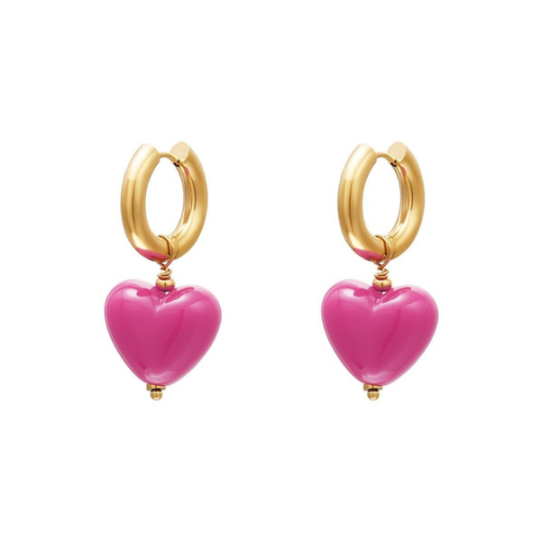 Stainless steel oorbellen Pink Heart