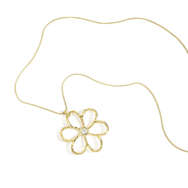 Lange rvs bloem ketting