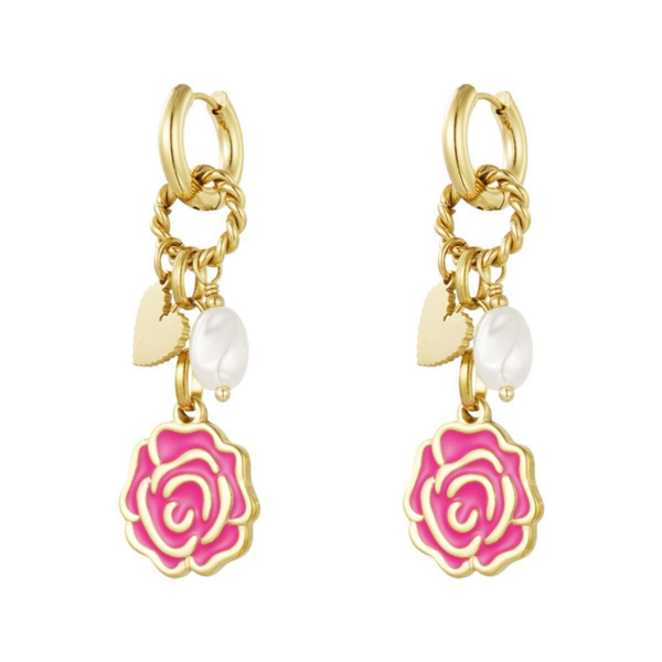 Stainless steel oorbellen Forever Rose pink