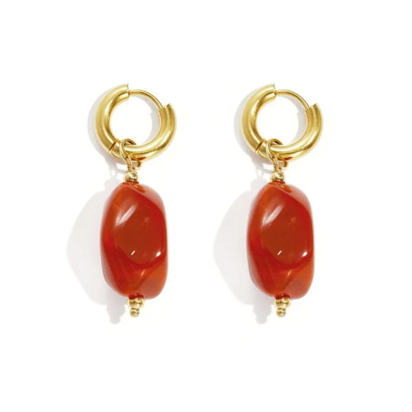 Stainless steel hars oorbellen rood