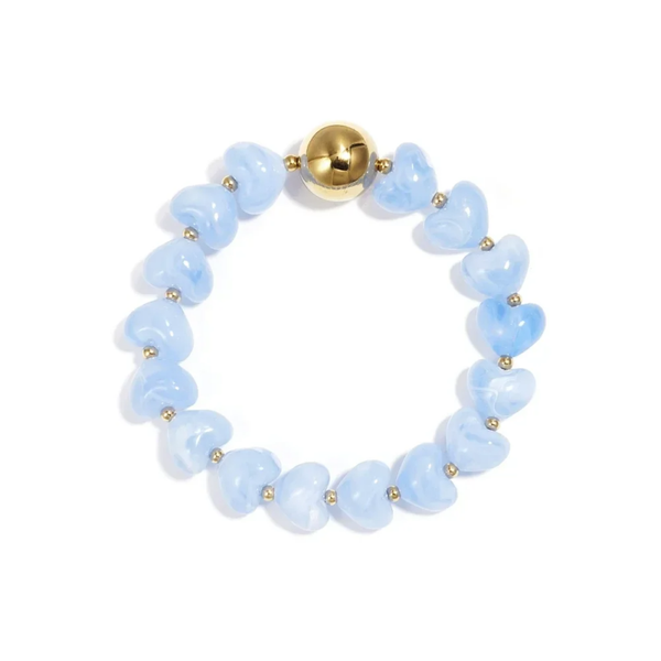 Acryl armband stretch blauw met goud