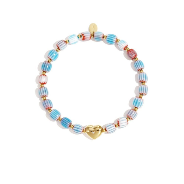 Armband elastiek met blauwe kralen