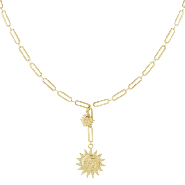 Stainless steel bedelketting dubbele zon