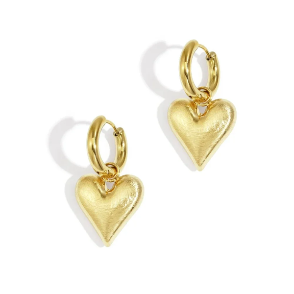 Stainless steel oorbellen goud met hart hanger