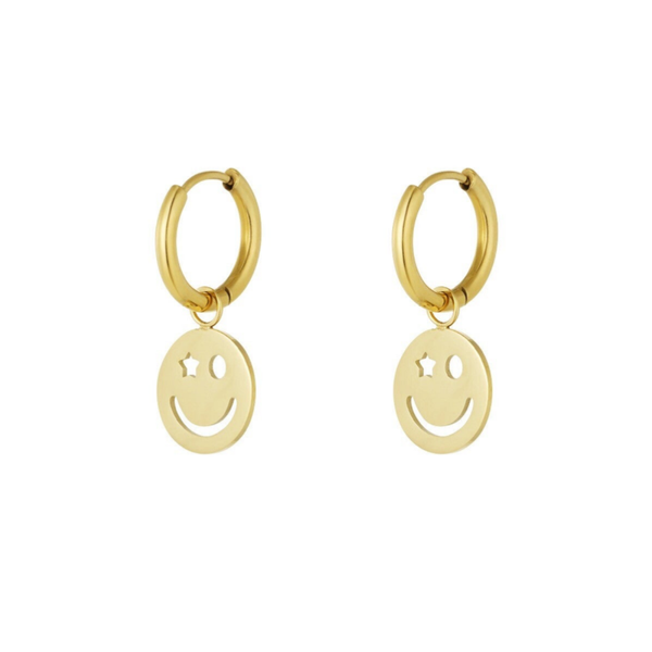 Oorbellen stainless steel Happy Smiley