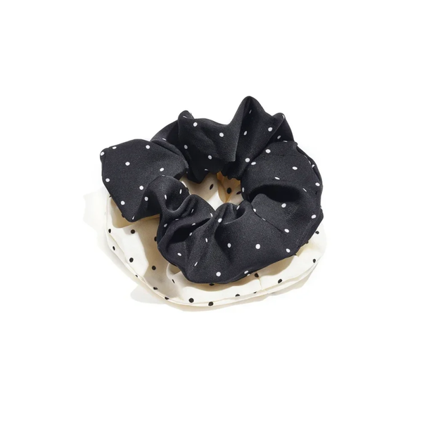 Scrunchie polka dots zwart met kleine witte stippen