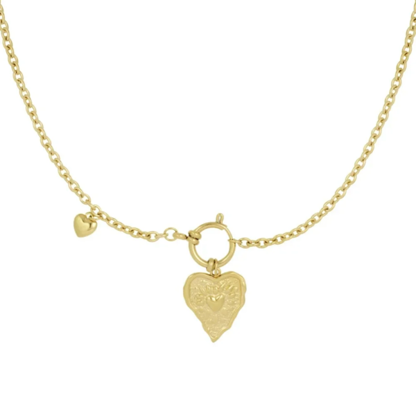 Stainless steel bedelketting Wavy Heart