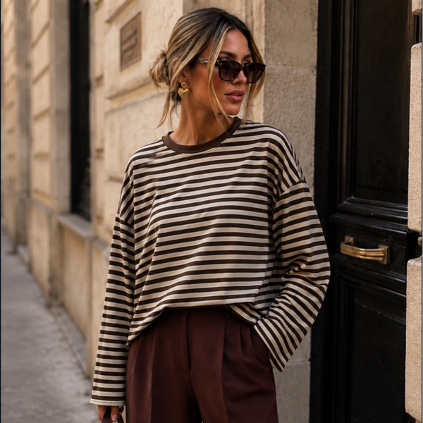 Longsleeve bruin streep