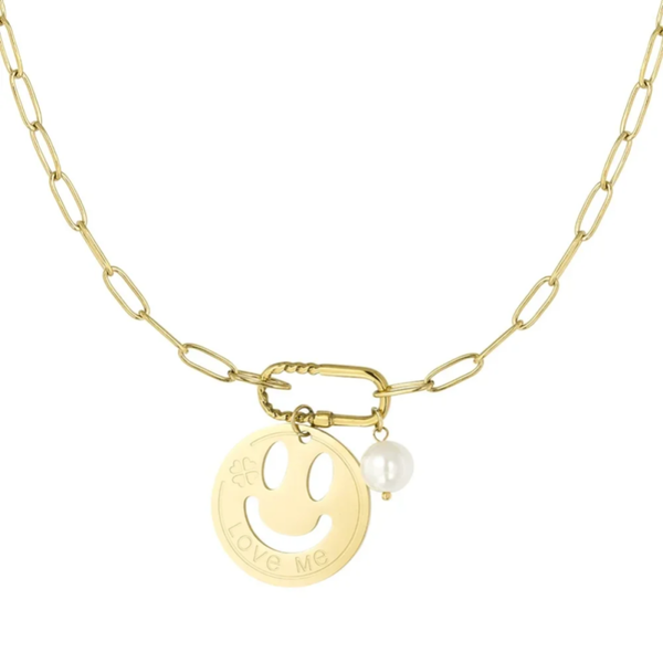 Stainless steel bedelketting Smiley