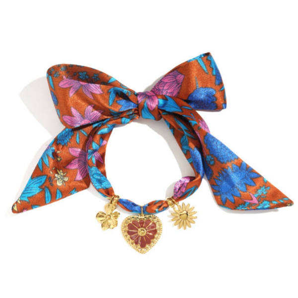 Bandana armband met roestvrijstalen bedels