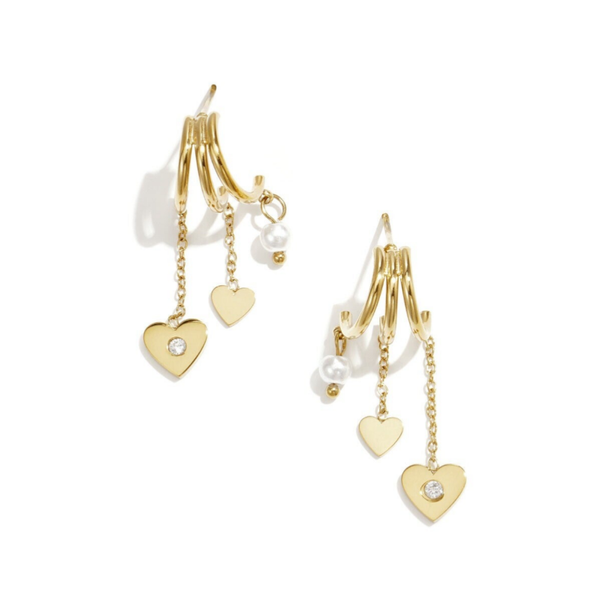 Stainless steel triple Hartjes oorbellen