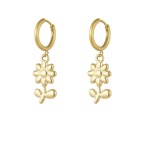 Oorbellen stainless steel Bloem