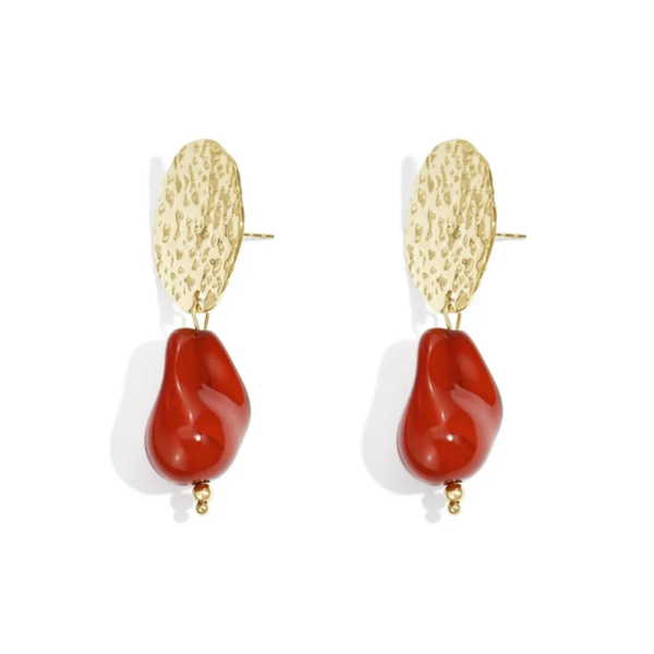 Stainless steel statement oorbellen met acryl rood