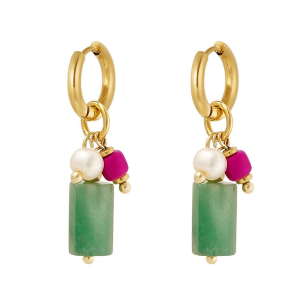 Stainless steel oorbellen Dangle green