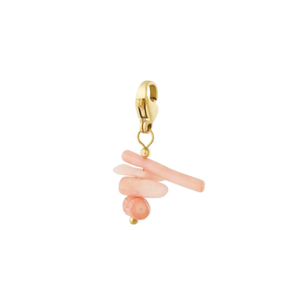 DIY - Stainless steel bedel - 4 roze steentjes