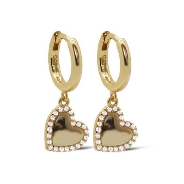 Karma Jewerly -Hinged Hoops Zirconia LUNA Heart Goldplated