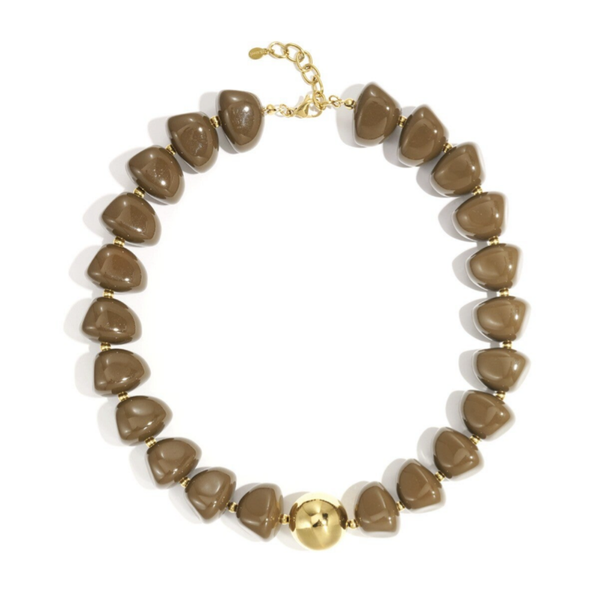 Acryl kralen ketting retro in het bruin en rood