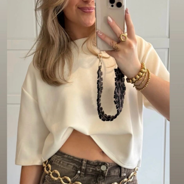 Top in 2 kleuren - Boter geel en Baby rose