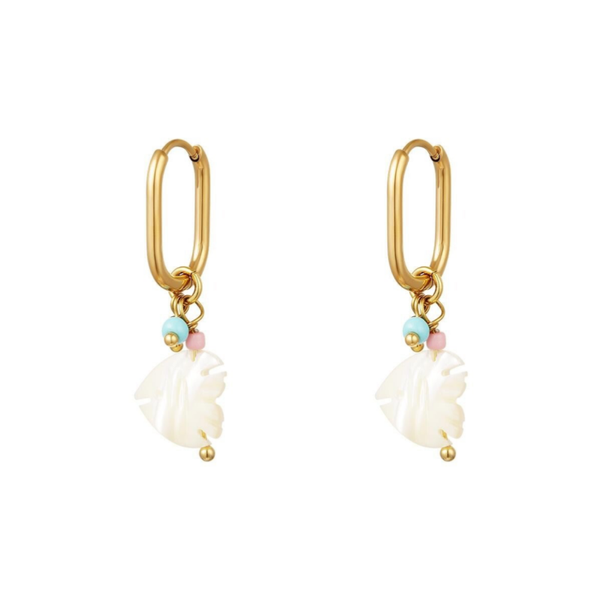 Stainless steel oorbellen Vis Parelmoer