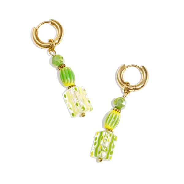 Stainless steel - oorbellen groene hanger