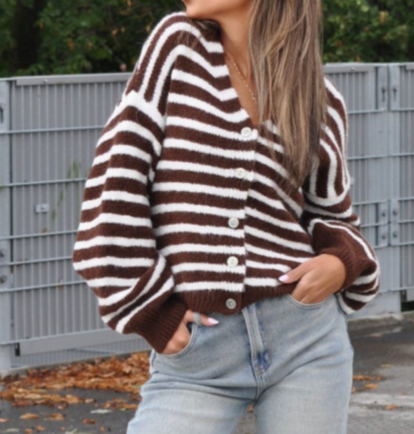 Gestreept vestje/truitje one size in licht of donkerbruin