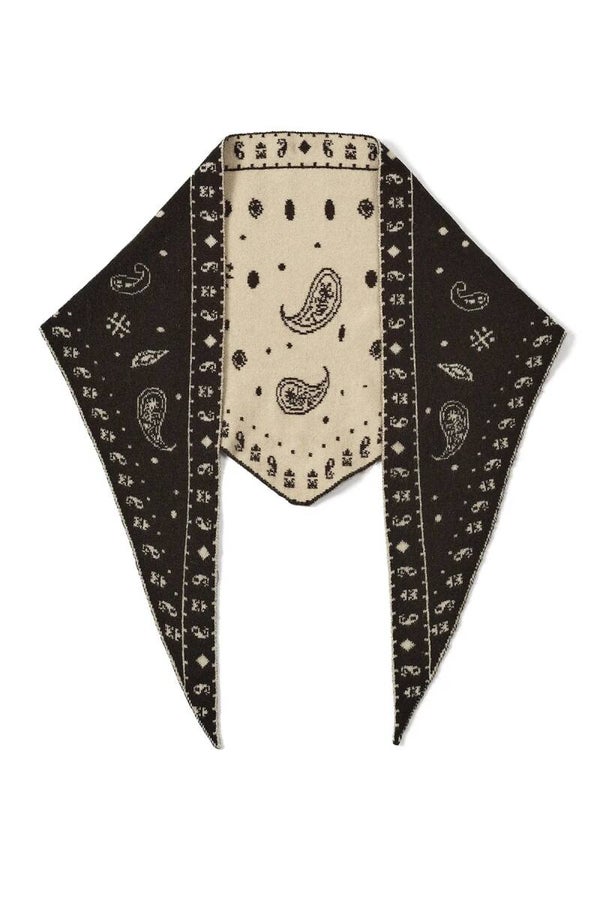 Driehoek sjaal met Paisley print bruin