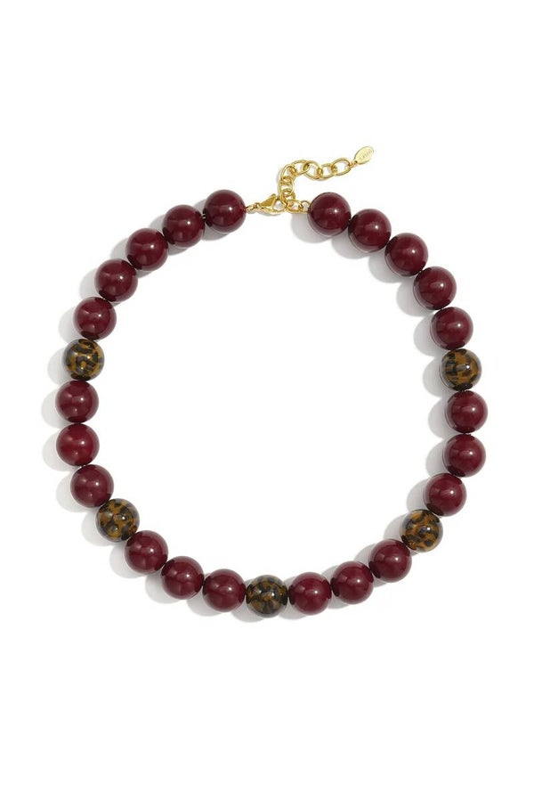 Acryl Kralenketting rond Luipaard rood
