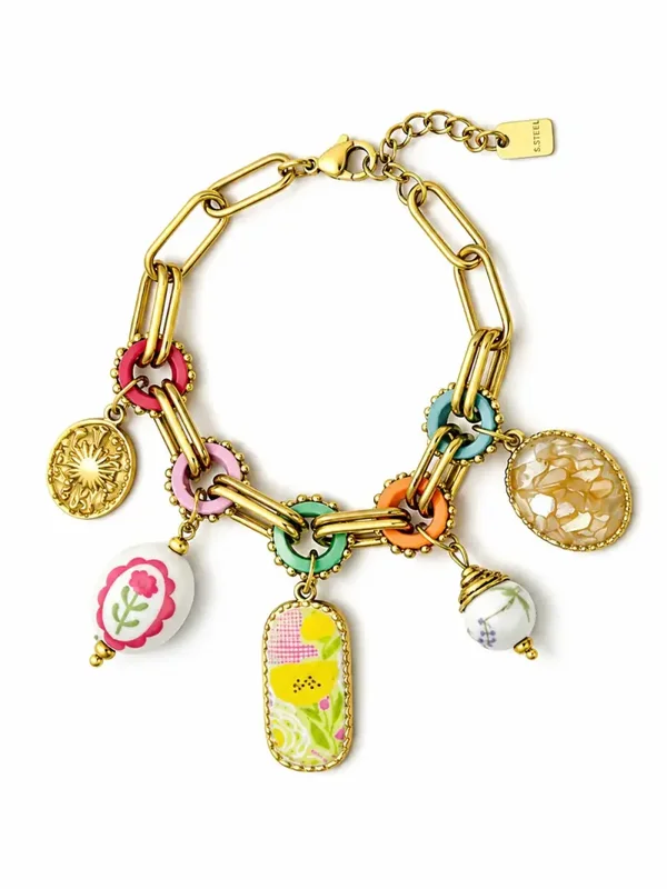 Stainless steel Bedelarmband Love mixed colour