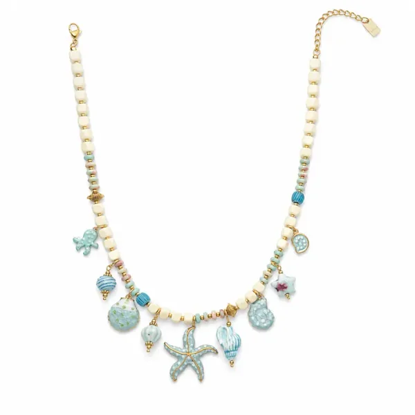 Stainless steel Bedelketting Seastar Blue