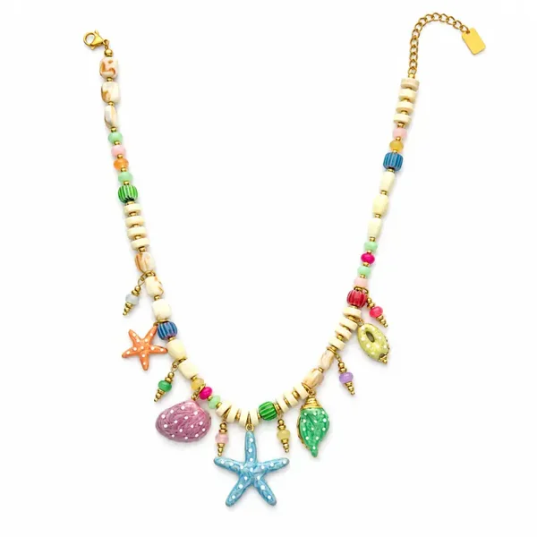 Stainless steel Bedelketting happy Seastar Beads