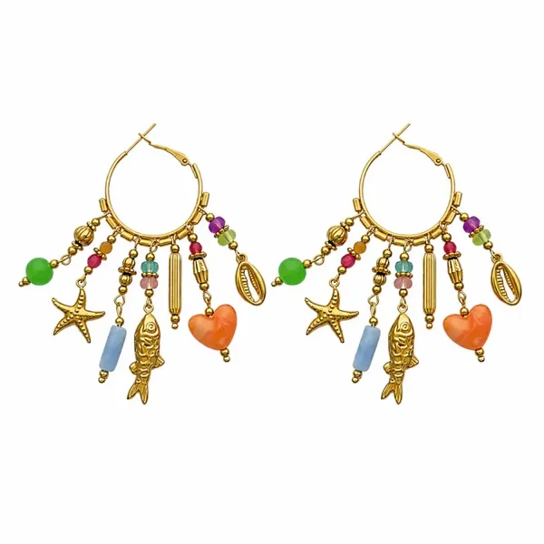 Stainless steel happy Fish Hoops mixed colour