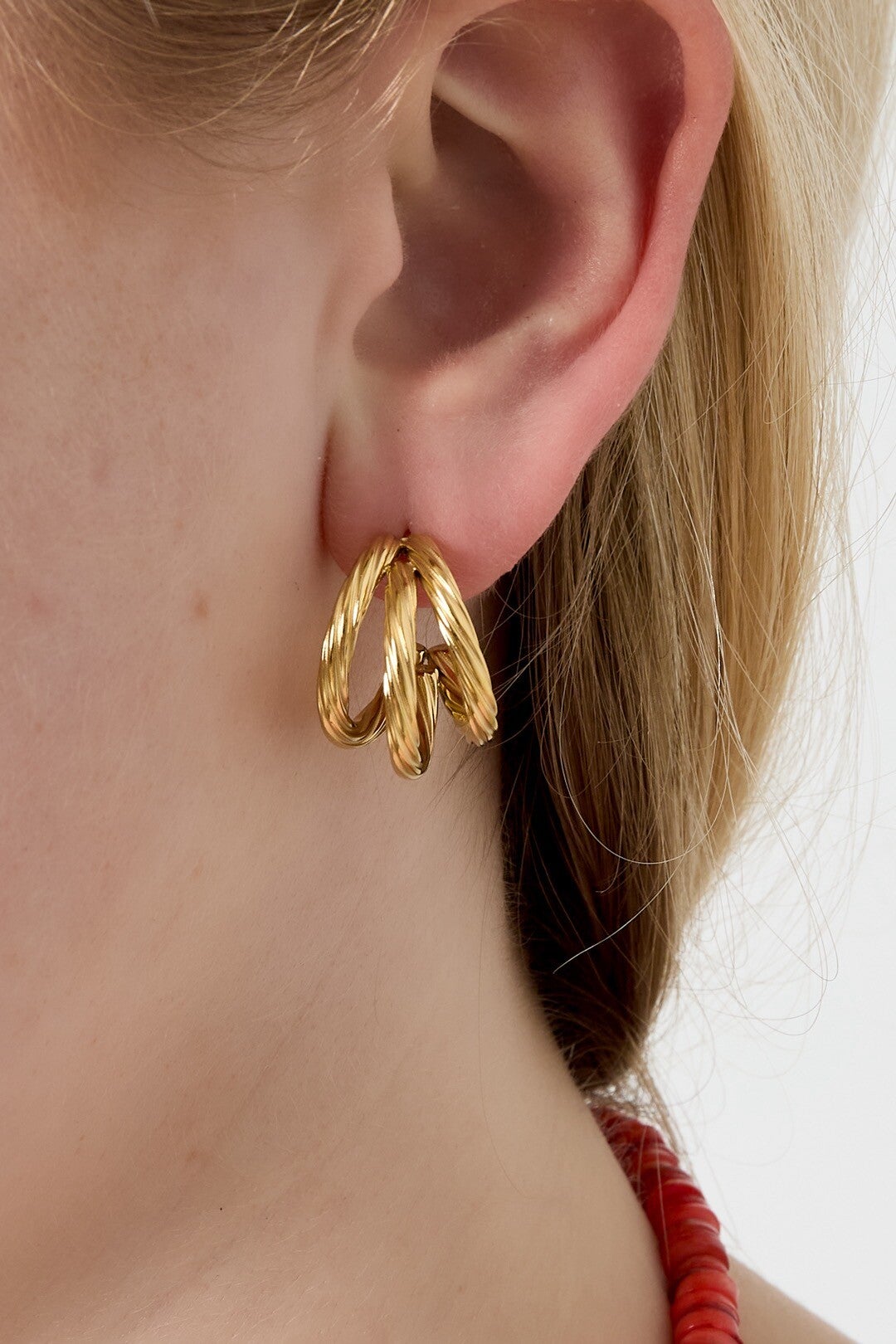 Triple earrings small, goud of zilver