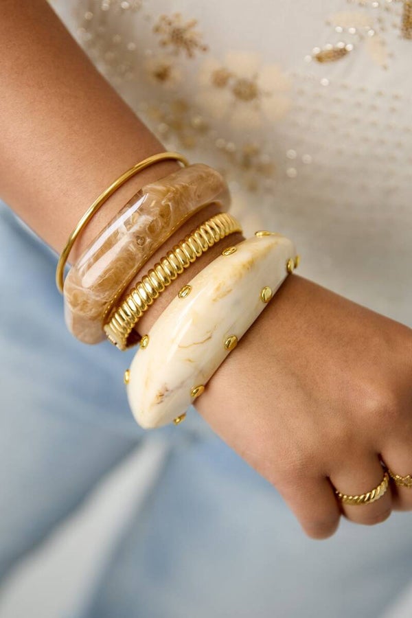 Hars Bangle met Studs in 3 kleuren