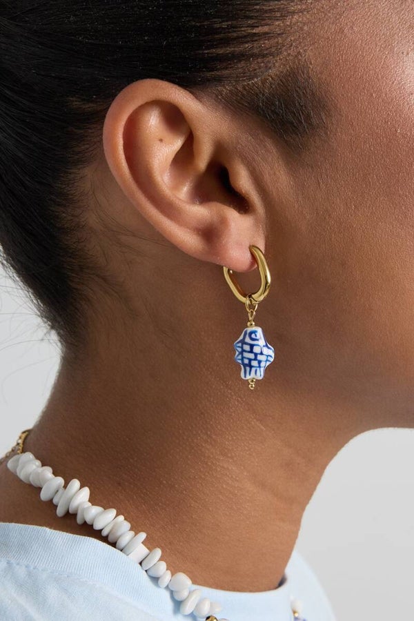 Oorringetjes keramiek Visjes blauw