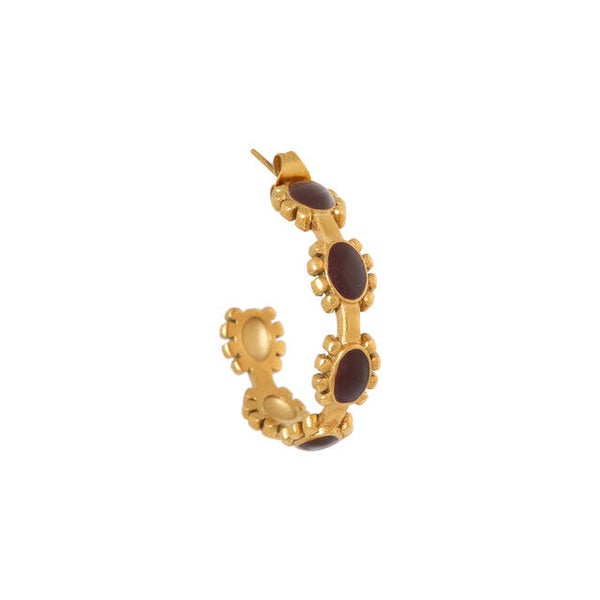 Label Kiki - Oorbel Garnet romance hoop gold