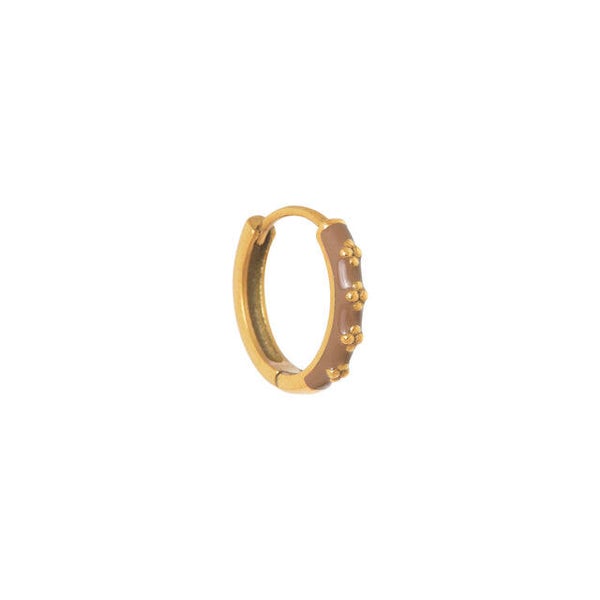 Label Kiki - Oorbel Axis brown hoop gold