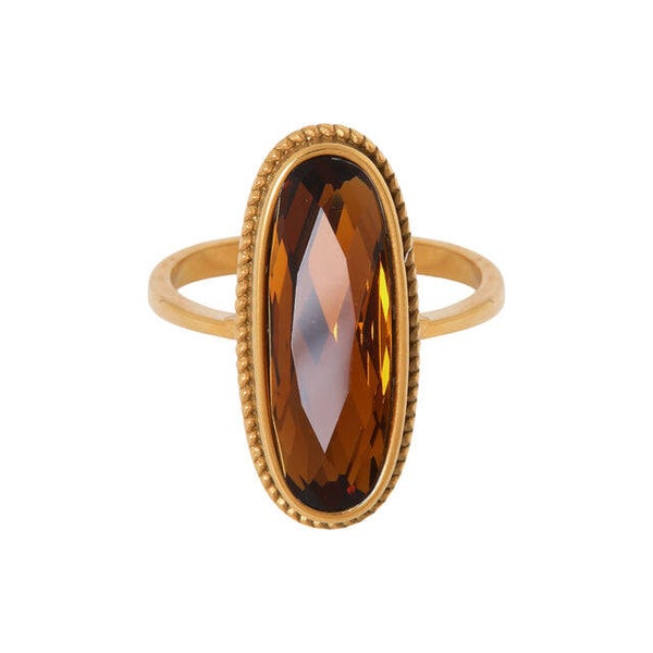 Label Kiki - Ring Smokey brown ring gold
