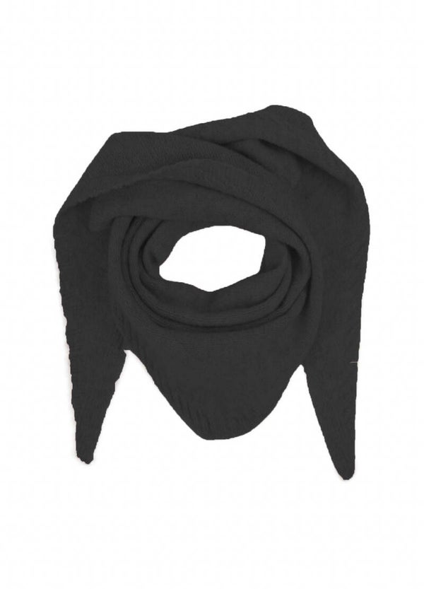 Gebreid klein vierkant halssjaaltje - zwart