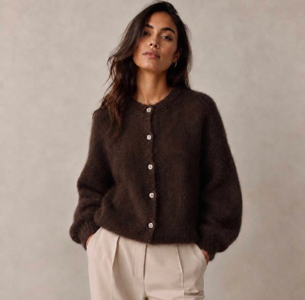 Luxe mohair gebreid vestje bruin