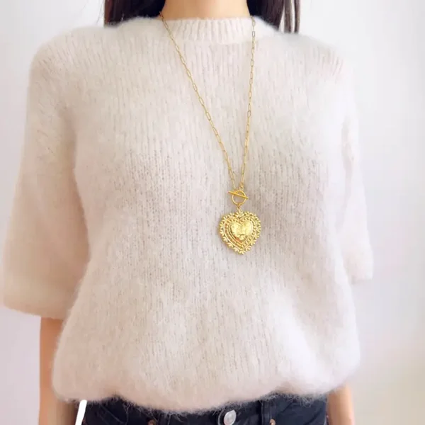 Stainless steel Victorian heart lange ketting