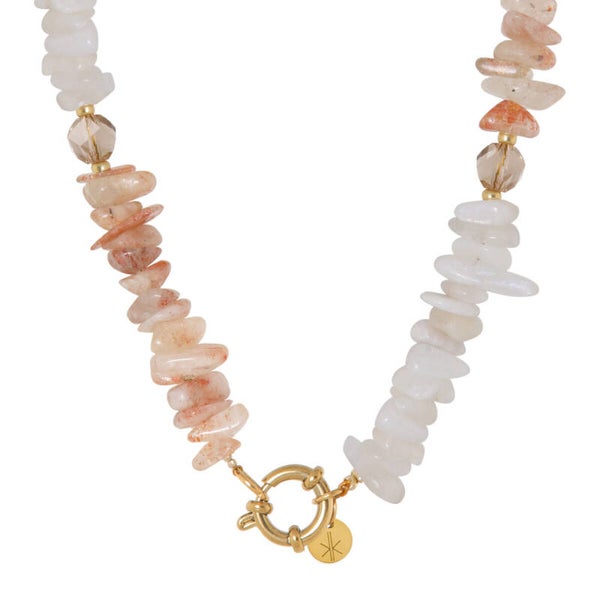 Label Kiki - Beige rock necklace gold