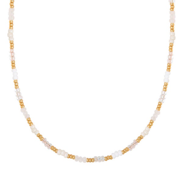 Label Kiki - White rainbow necklace gold