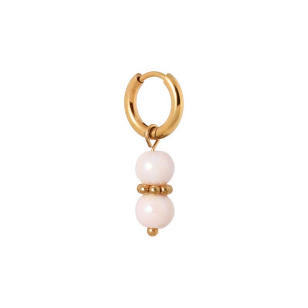 Label Kiki - Pink feather hoop gold