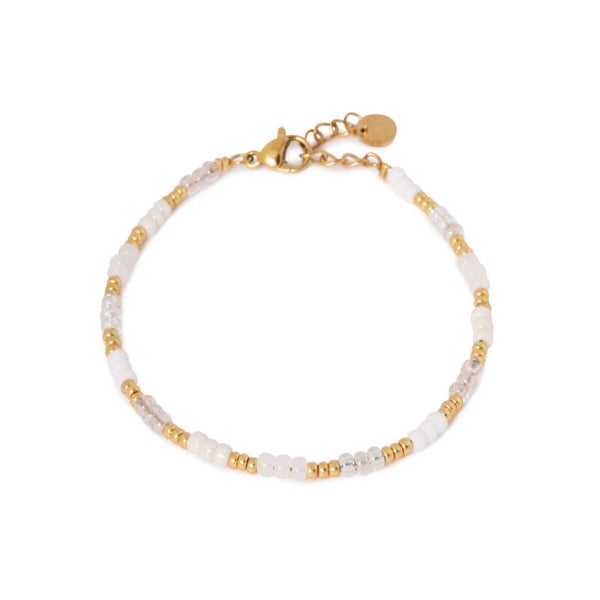 Label Kiki - White rainbow bracelet gold