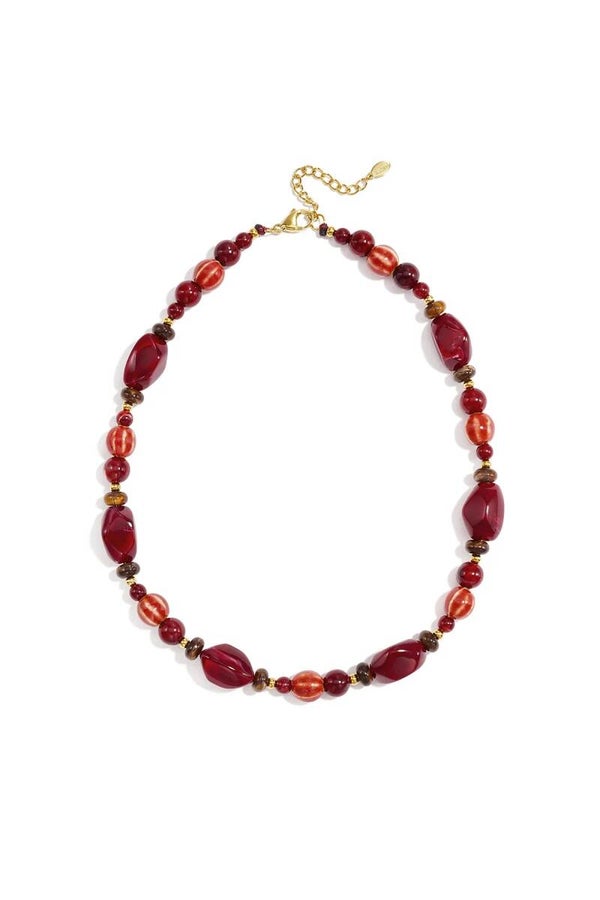 Acryl & keramiek Kralenketting wijnrood