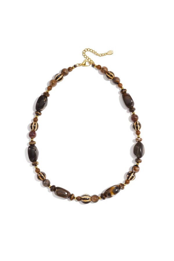 Acryl & keramiek Kralenketting koffie kleur