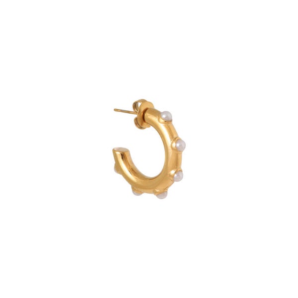 Label Kiki - Round of pearls hoop gold