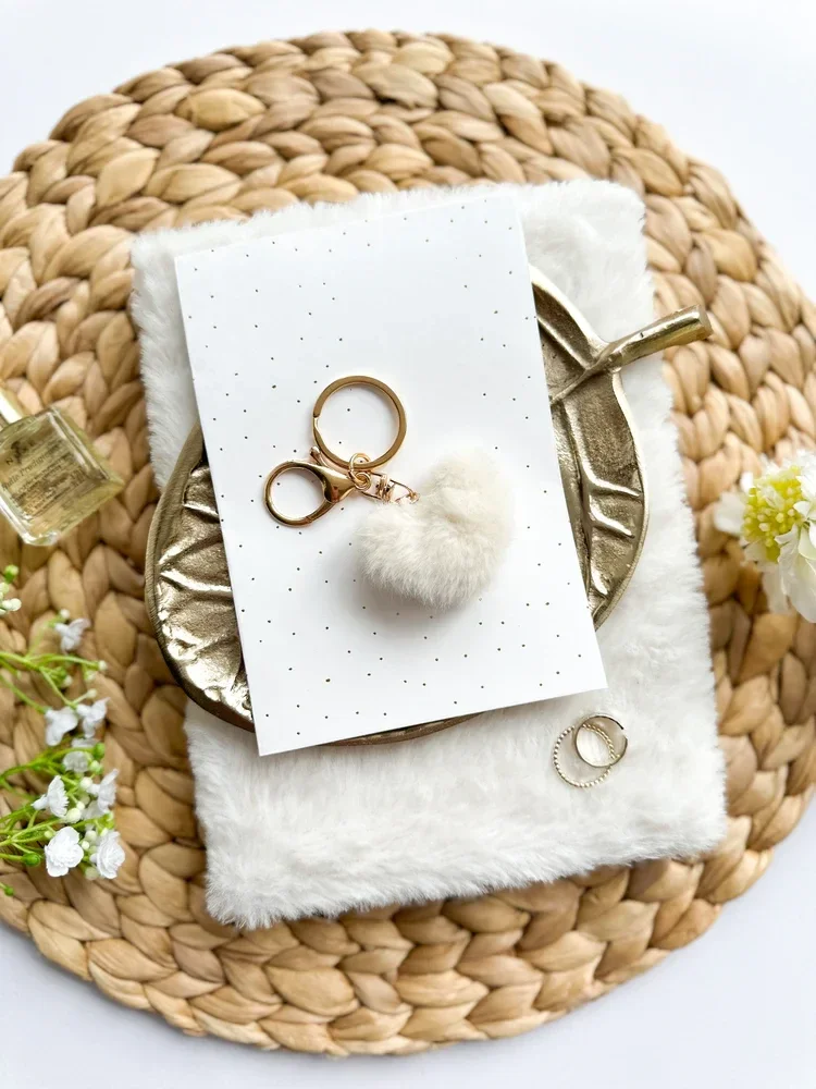 Sleutelhanger | Fluffy Hartje | Off White