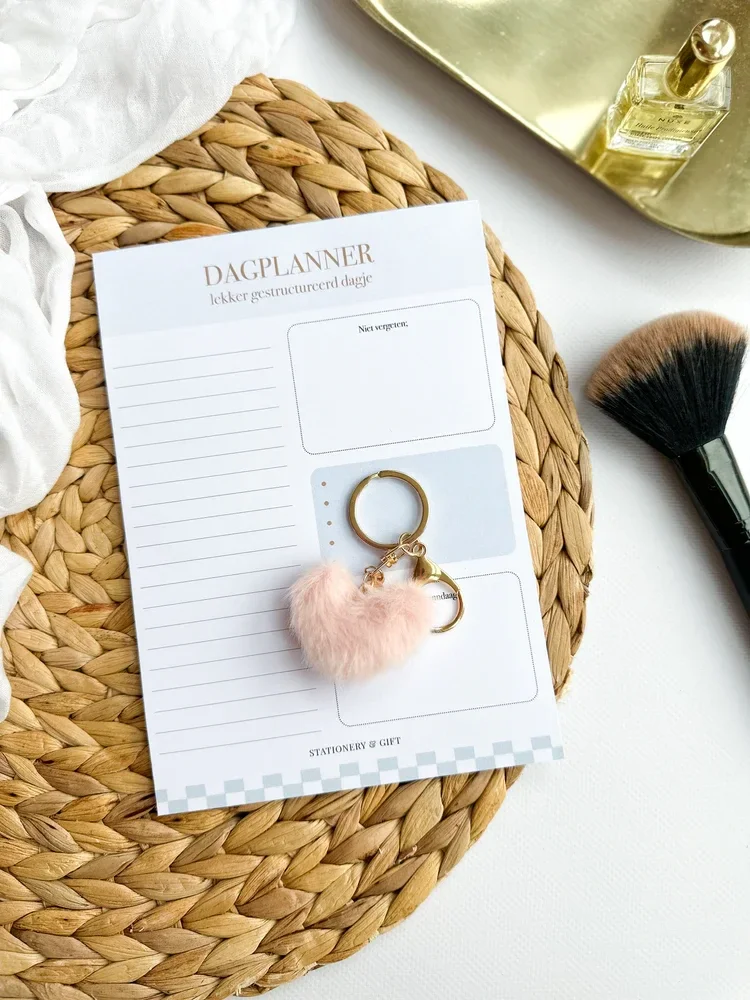 Sleutelhanger | Fluffy Hartje | Roze