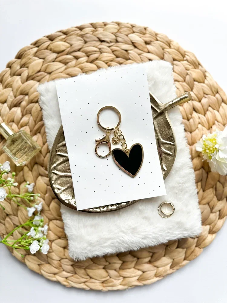 Sleutelhanger | Een hartje van goud | Zwart